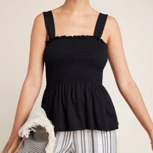 Anthropologie Tops - Anthropologe T.La Black Smocked Peplum Tank